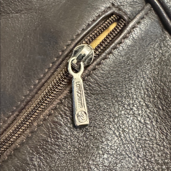 Beautiful Longchamp Leather Hobo shoulder bag deep brown w/ cream stitch - Picture 11 of 13